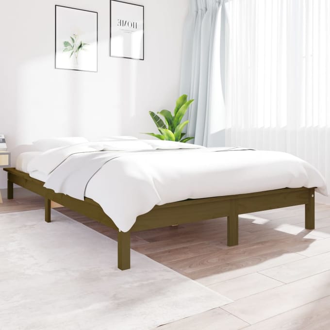 vidaXL - Bedframe - massief - grenenhout - honingbruin - 140x200 - cm