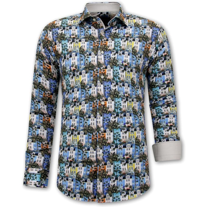 Blouse met Print Mannen - 3113 - Blauw