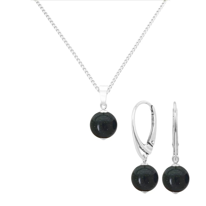 ARLIZI 2082 Sieraden set groene goudsteen hanger - sterling zilver