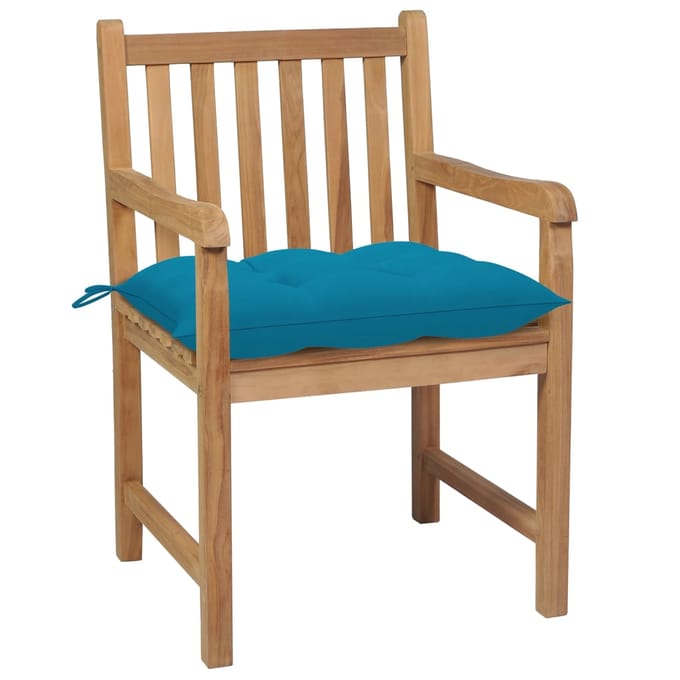 vidaXL - Tuinstoelen - 6 - st - met - lichtblauwe - kussens - massief - teakhout