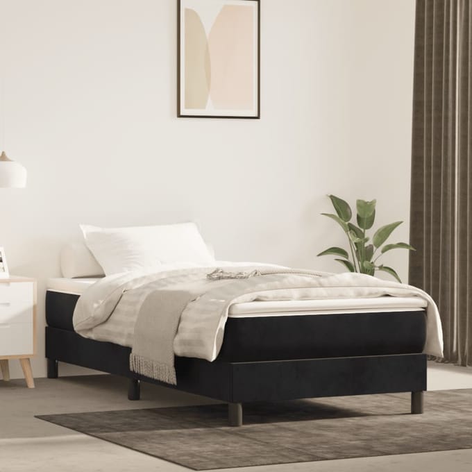 vidaXL - Boxspring - bed - fluweel - zwart - 90x190 - cm