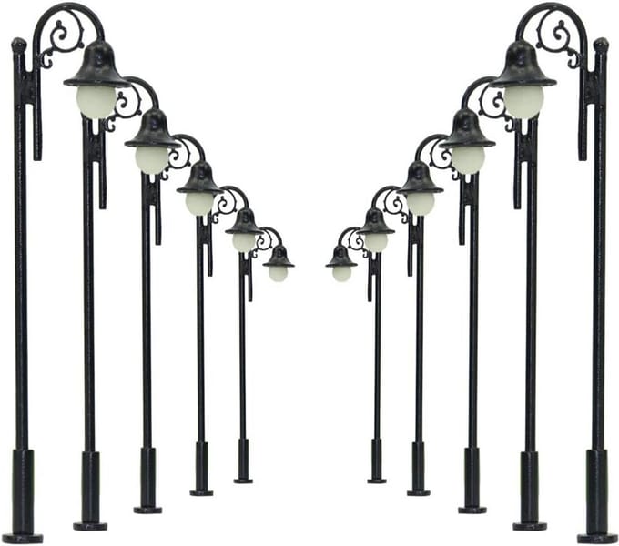 10 Stuks H0 Modelspoor Verlichting LED Straatlantaarns Warm Wit Schaal 1:87