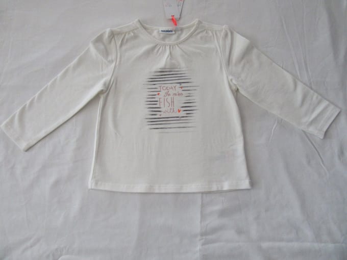 noukie's , meisje, t-shirt lange mouw , creme, today , 6 jaar 116