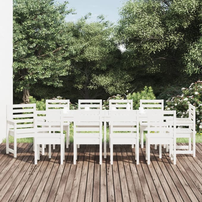 vidaXL - 11-delige - Tuinset - massief - grenenhout - wit