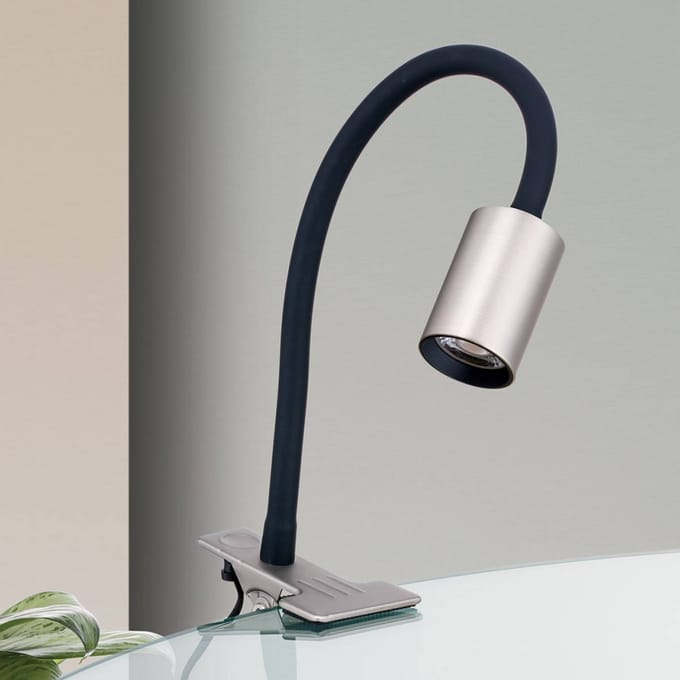 ORION LED klemlamp Kurt nikkel-mat