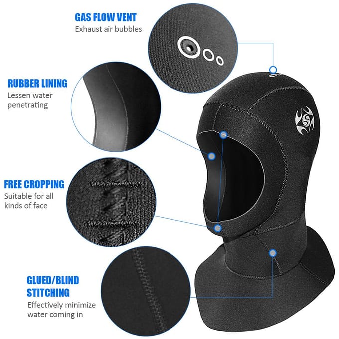 3mm Thermische Neopreen Duikkap Wetsuit Hoed Warme Duikmuts voor Watersporten black