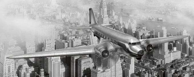 Fotobehang - Airplane 375x150cm - Vliesbehang