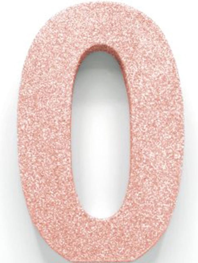 Tafeldecoratie verjaardag 0 rosegoud.