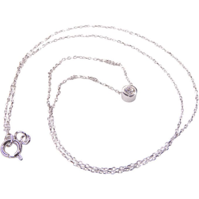 14 karaat wit gouden ketting solitaire
