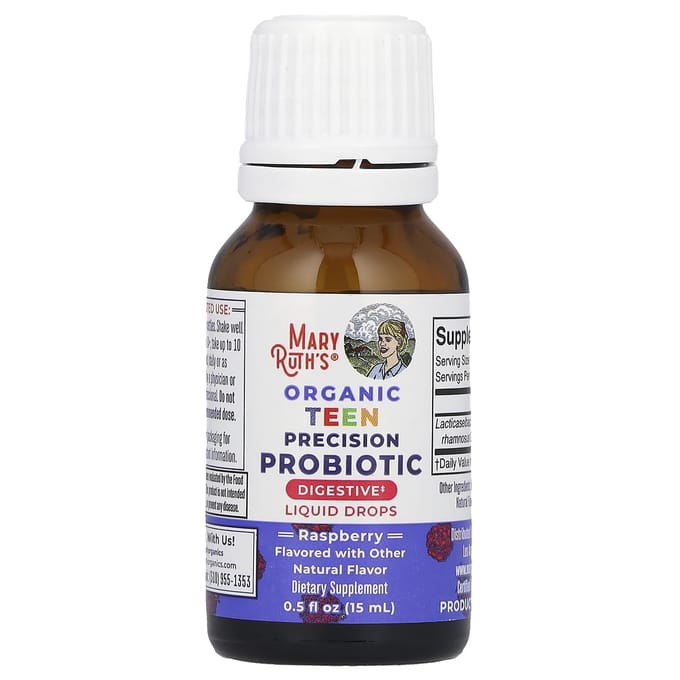 MaryRuth's, Probiotique de Précision Top 10 Bio, Gouttes Liquides, Framboise, 3 Milliards d'UFC, 0,5 fl oz (15 ml)