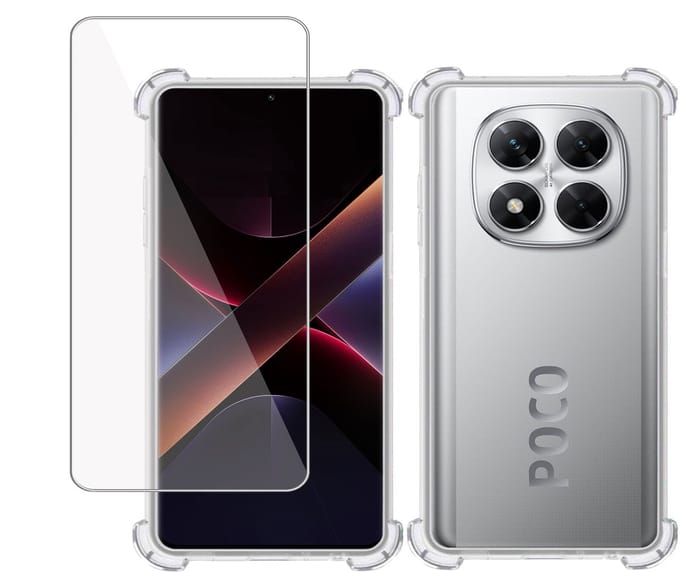 TechNow Hoesje + Screenprotector geschikt voor Poco X7 – Tempered Glass - Extreme Shock Case Transparant