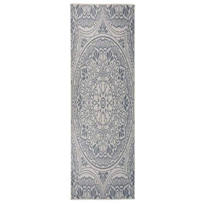 vidaXL - Buitenkleed - met - patroon - platgeweven - 80x250 - cm - blauw