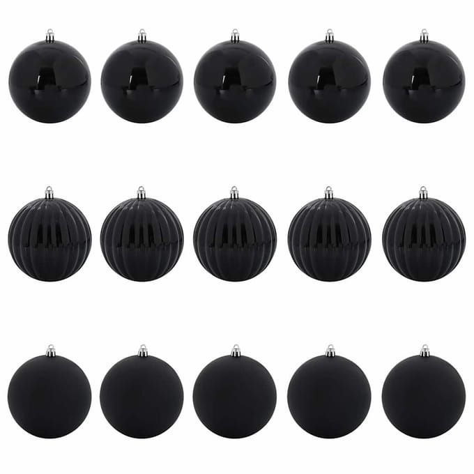 vidaXL - Kerstbal - Set - XL - 15 - st - Zwart - Ø - 10 - cm - Kunststof