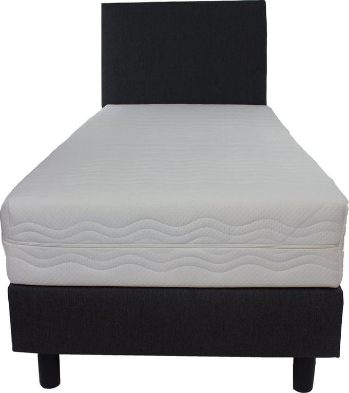 Bed4less Boxspring 90 x 200 cm - Met Matras - Eenpersoons - Zwart