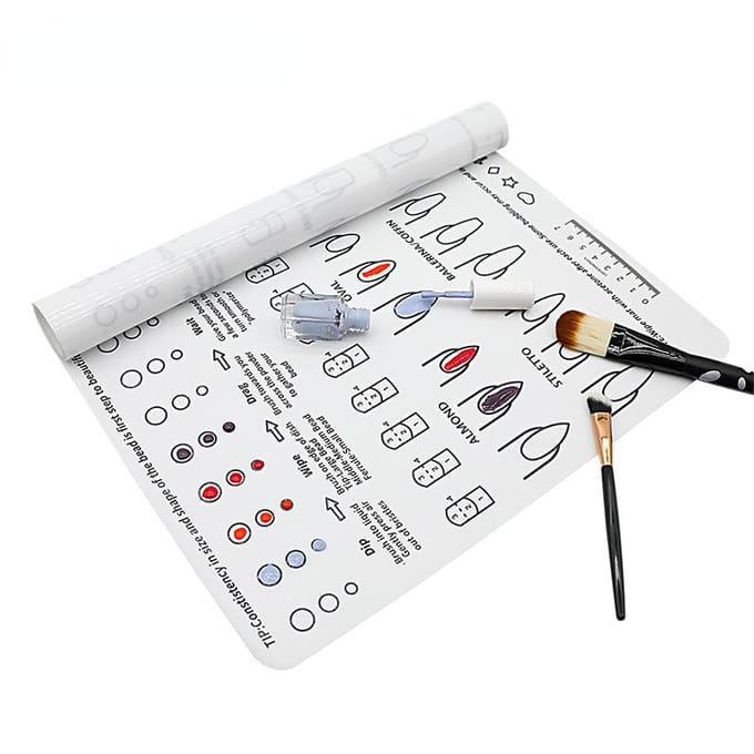 Siliconen Acryl Nagel Oefen Trainingsvel Mat Manicure Nagel Pad Acryl Tips Toepassing Leermiddel wit
