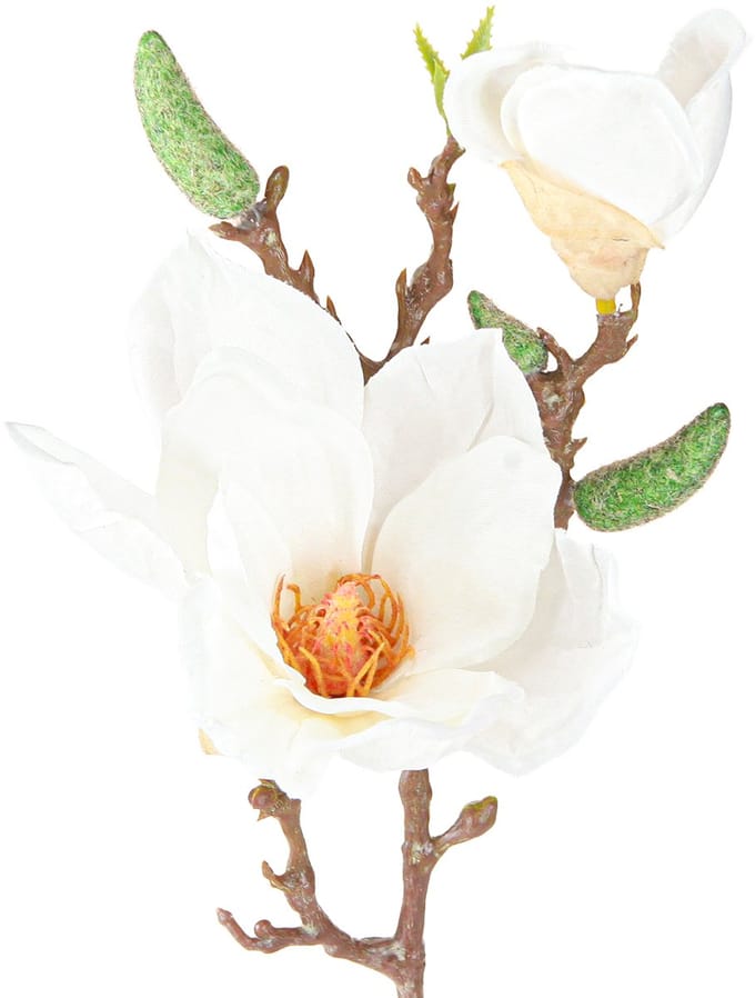 Magnolia Witte Kunstbloemknoppen Decoratie Tak H40cm 2st