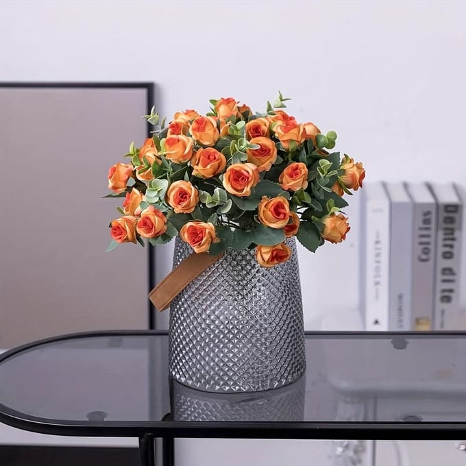 Kunstboeket met 10 rozen voor bruiloften en feesten rood