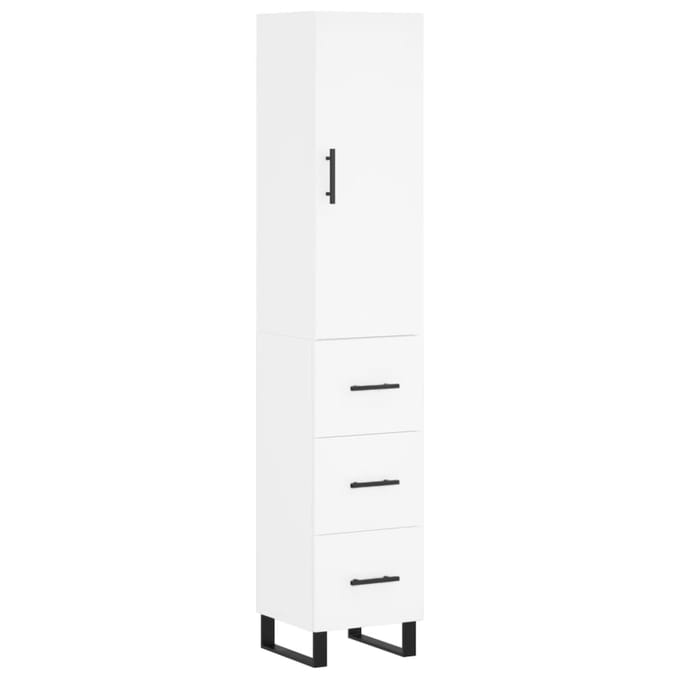 vidaXL - Hoge - kast - 34,5x34x180 - cm - bewerkt - hout - wit