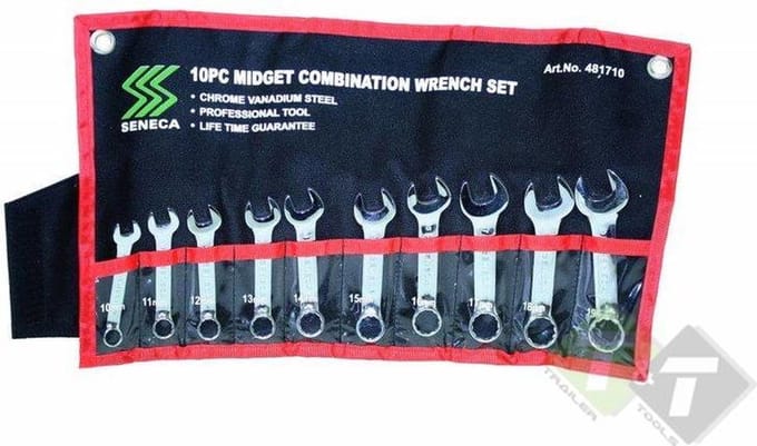 Steekringsleutel set, 10 delig, Seneca, kort model, maten 10 tot 19mm