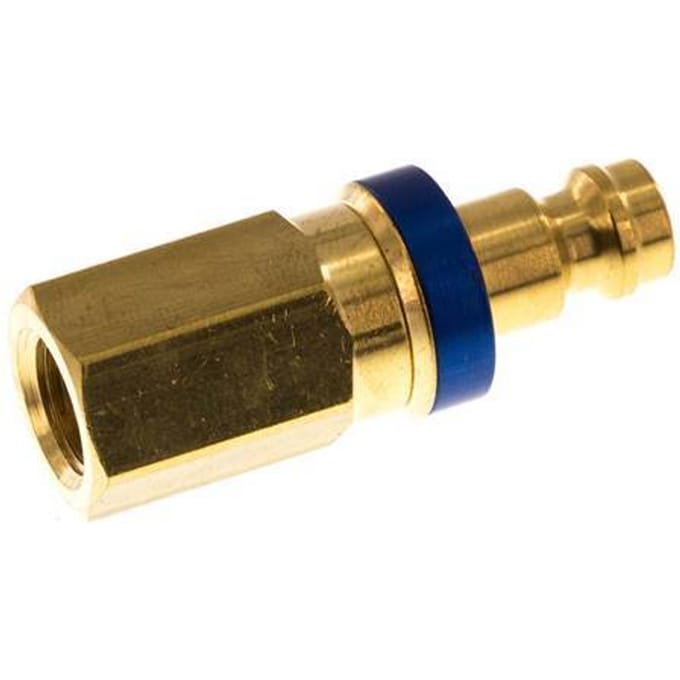 Messing DN 5 Blauw Luchtkoppeling Insteeknippel G 1/8 inch Binnendraad Double Shut-Off - CLP5-F-B-BLU-SV-018