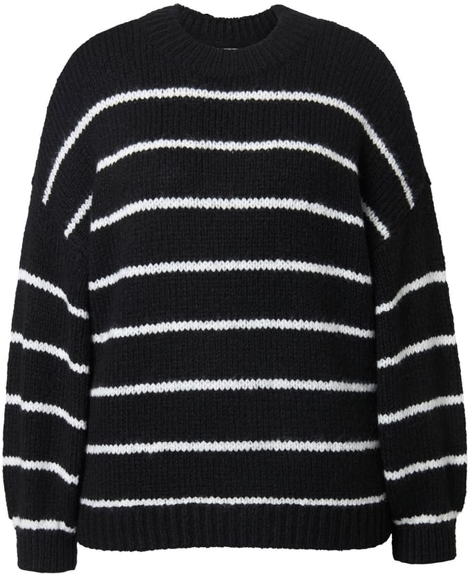 Studio Untold - Dames - Trui oversized strepen - Zwart - Maat 42+
