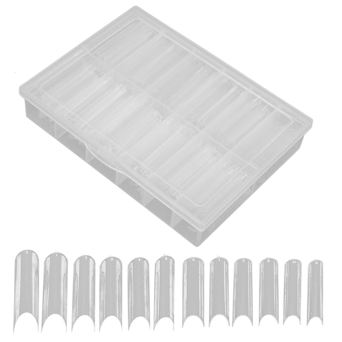 240 stuks Kunstnageltips Extra Lang Transparant Nep Kunstnageltips voor Thuis DIY Salon Transparant white