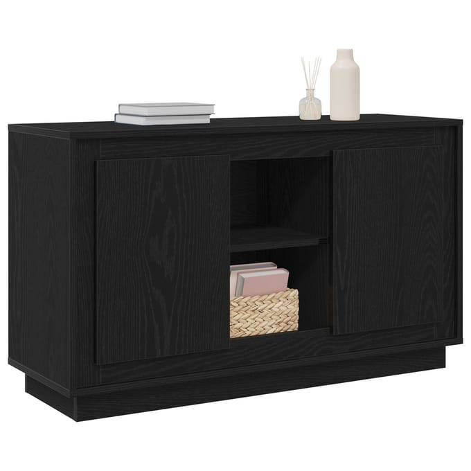vidaXL - Dressoir - Zwart - Eiken - 102 - x - 35 - x - 60 - cm - Bewerkt - hout