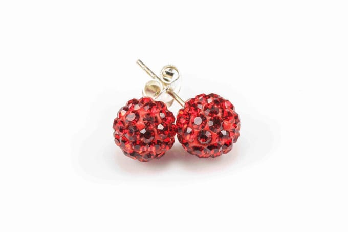 Karma Oorbellen Crystal Ball Red Zilver | 4 mm