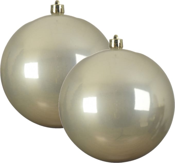 Decoris grote decoratie kerstballen - 2x st - 14 cm - champagne - kunststof