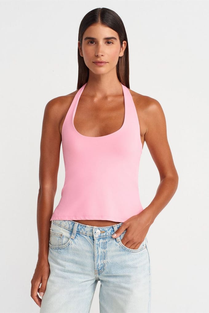 Slim Fit Halter Neck Cut-Out Top