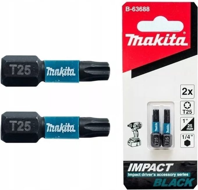 Makita B-63688 Black Impact Screwdriver Bit - 2 pieces