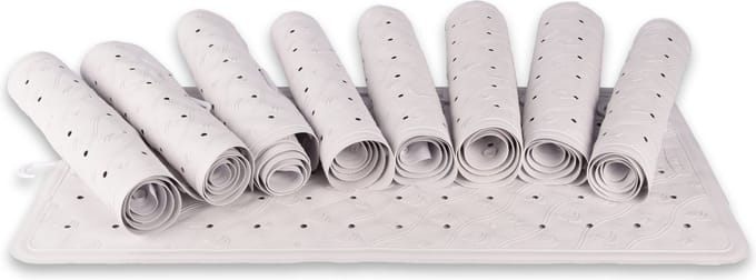 Rubberen Antislip Douchemat - Wit, 36x76 cm: Hoogwaardige Badmat met Zuignappen,