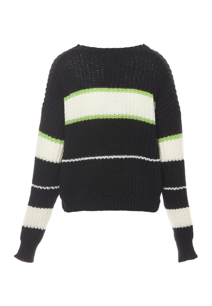 Mymo Jumper Dames ZWART GEBROKEN WITTE LIMOEN