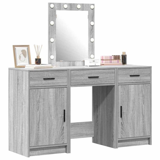 vidaXL - Kaptafel - Grijs - 50 - x - 41 - x - 135 - cm - Bewerkt - hout
