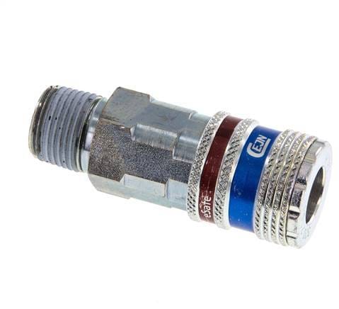 Staal/Messing DN 7.6 (7.2 Euro) Safety Luchtkoppeling Snelkoppeling R 3/8 inch Buitendraad - CLS7-M-SB-SE-C-038