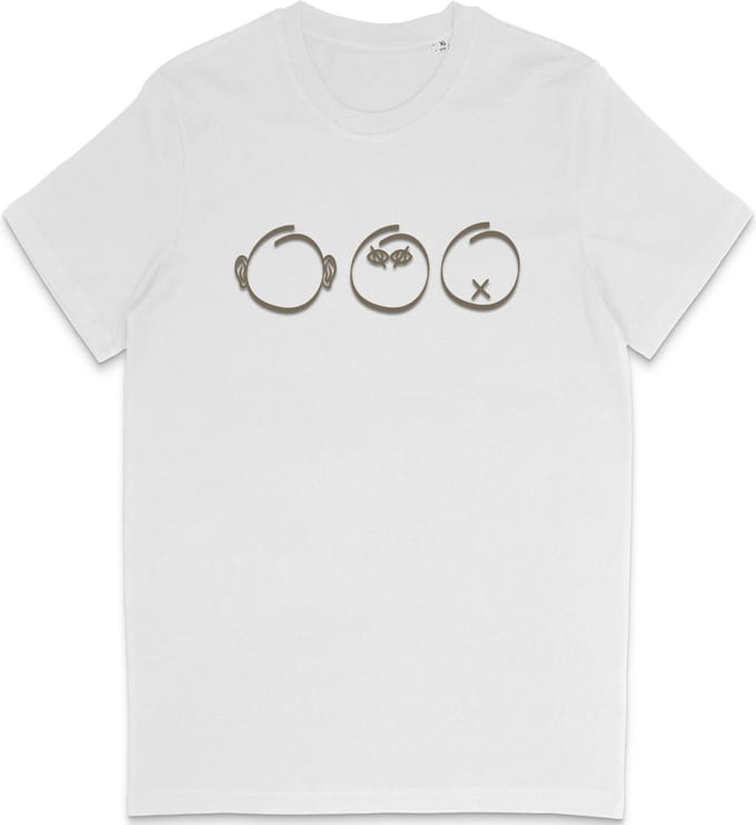 Grappig T Shirt Dames en Heren - Horen Zien en Zwijgen - Wit- M