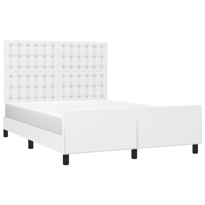 vidaXL - Bedframe - met - hoofdbord - kunstleer - wit - 140x190 - cm