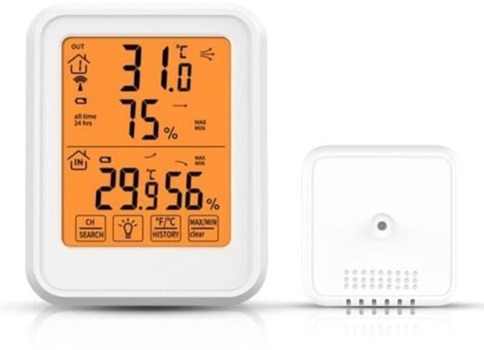 Thermometer en hygrometer met buitensensor, wit