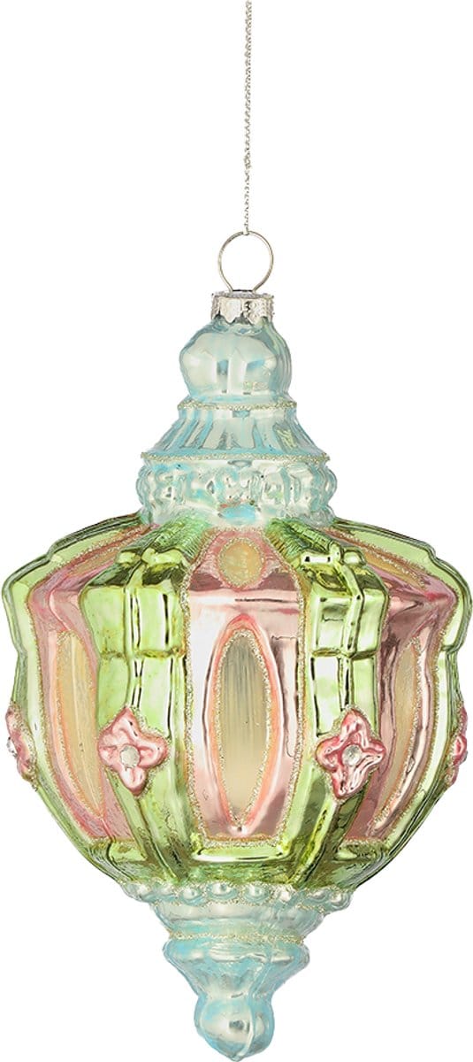 Viv! Christmas Kerstbal - Vintage Parisienne met Rozenmotief - glas - pastel - 16cm