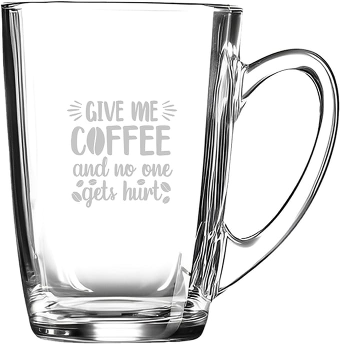 Gegraveerde Koffieglas 32cl Give me coffee and no one gets hurt