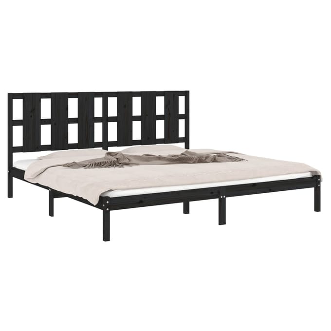vidaXL - Bedframe - massief - grenenhout - zwart - 200x200 - cm