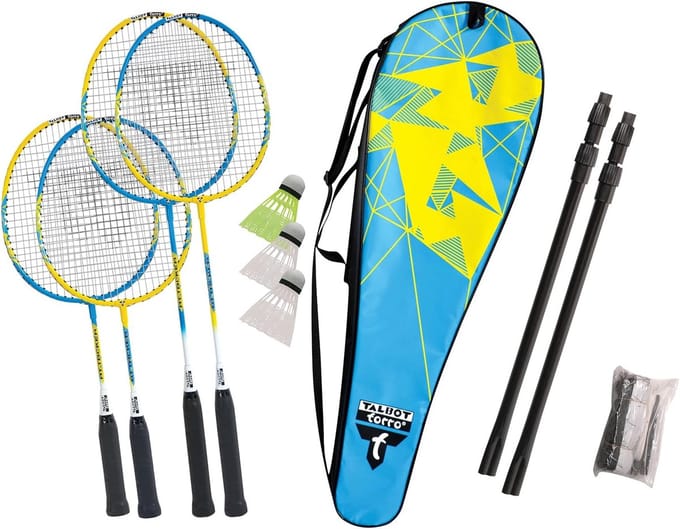 Complete Badmintonset voor Gezinnen met 2 Junior Rackets, 2 Standaard Rackets en 3 Shuttles