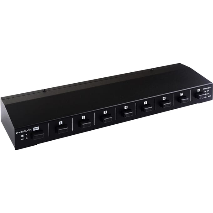 LYNEPAUAIO B028 2 In 8 Uit Eindversterker en Luidsprekerbox Switcher, 8 Kanaals Luidspreker 2 in 8 out zwart