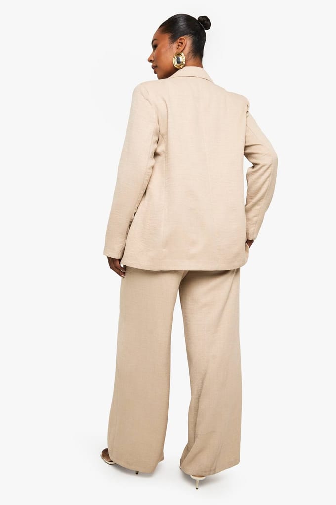 boohoo Dames Plus op maat gemaakte rechte broek | Stone | Maat: 20