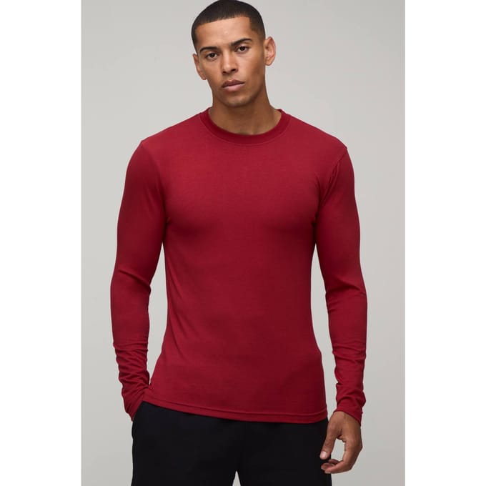 Essentieel Muscle Fit Shirt Met Lange Mouwen | Red | Size Medium