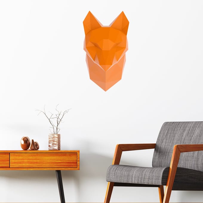 3D-sticker origami oranje vos 110 x 65 cm