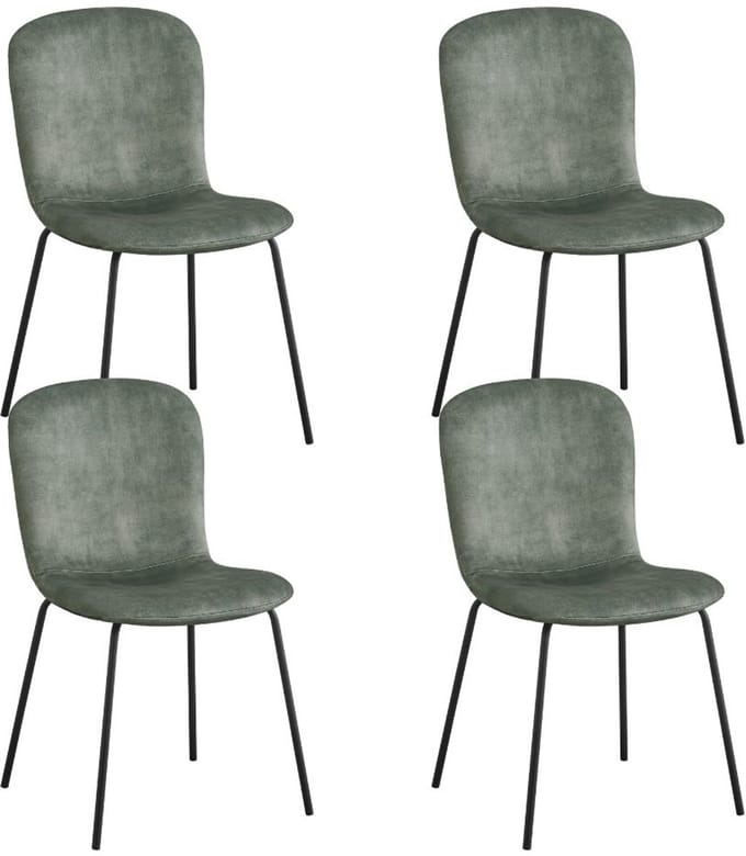 Reefs Interior Stoel Dover - Set Van 4 - Groen - Velours Stof - Luxe - Scandinavisch