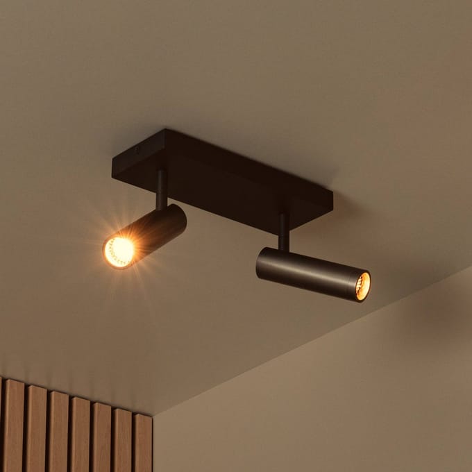 Lucide GRADO - Plafondspot (Plafondlamp) - 2xGU10 (MR11) - Grijs ijzer