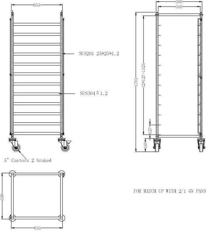 Professionele Regaalwagen Demontabel 2/1Gn | Combisteel | 7490.0265 | Horeca
