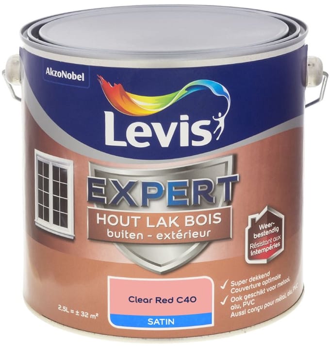 Levis - Expert Hout Lak Buiten Satin Mix - Clear Red C40 - Mengverf - 2,5 L